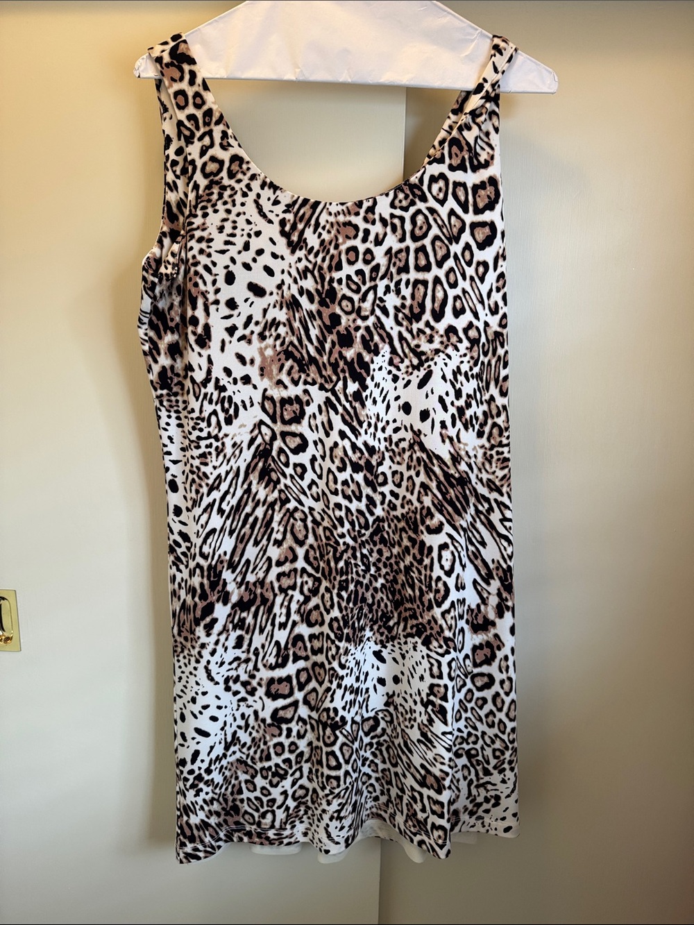 Calvin Klein Sleeveless Leopard-Print Midi Dress - White & Brown